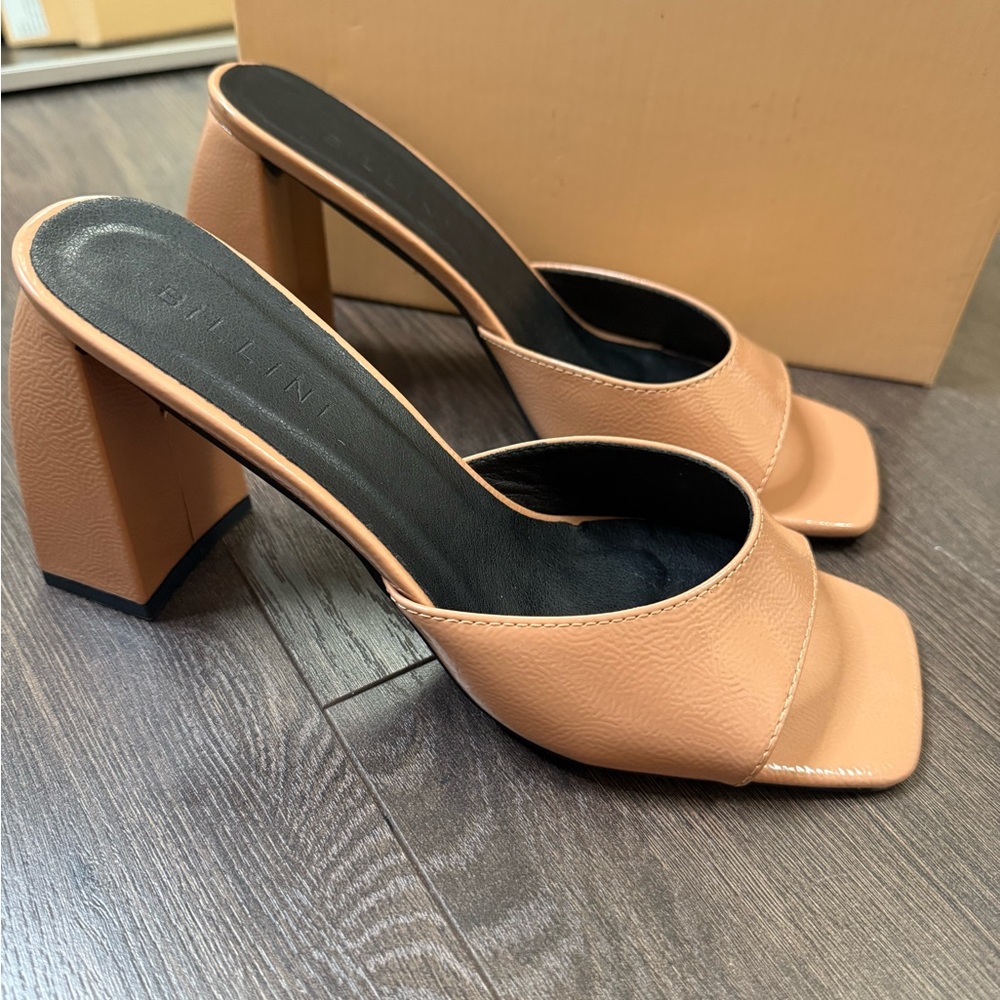 BILLINI Jaylen Toffee Patent Mule Heels - Size 8